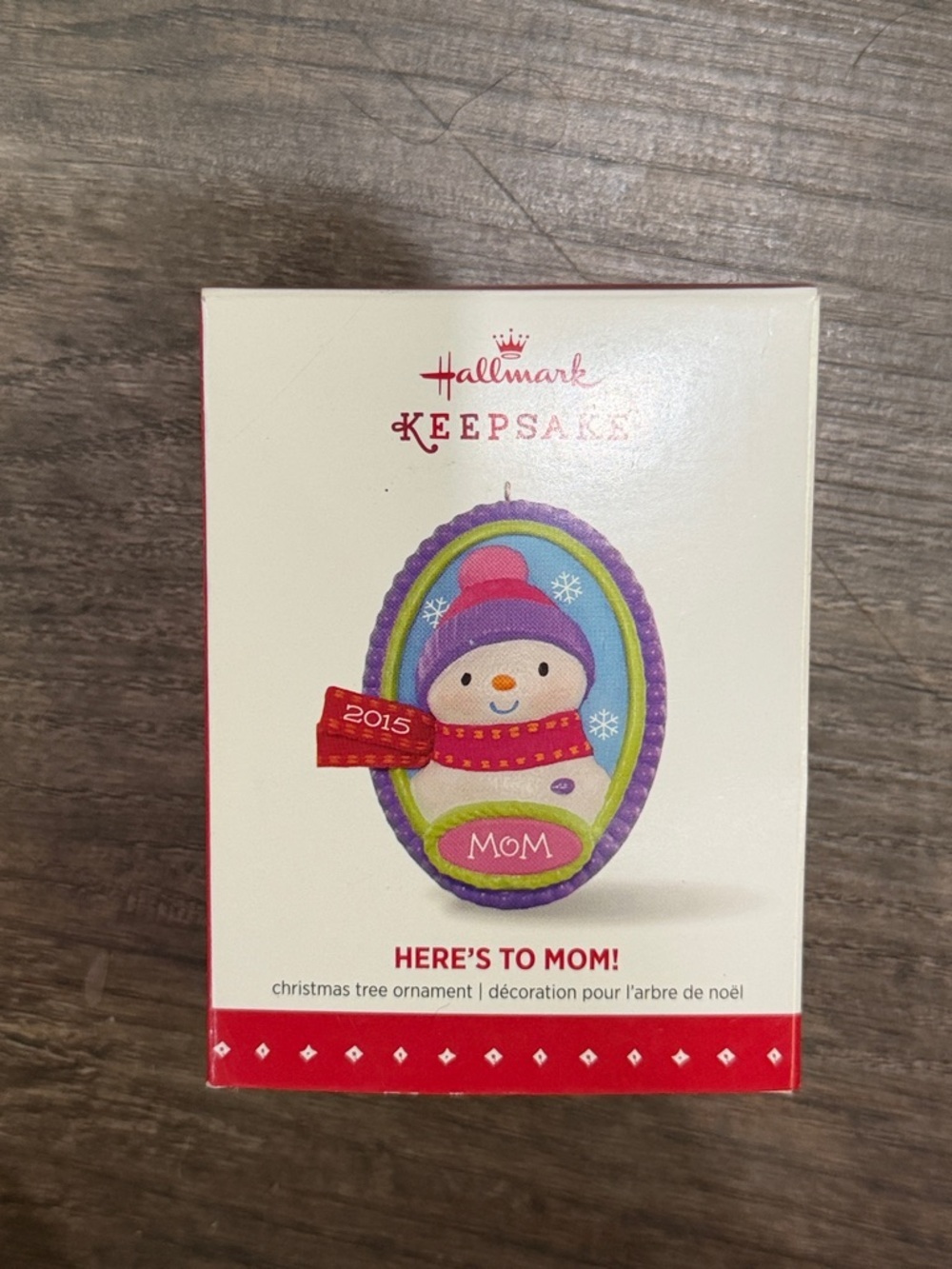 NEW IN BOX Hallmark Keepsake 'Here's to Mom' Snowman Ornament - Purple & Red